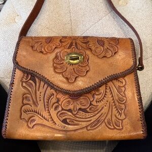 Vintage Elegant Brown Leather Handbag